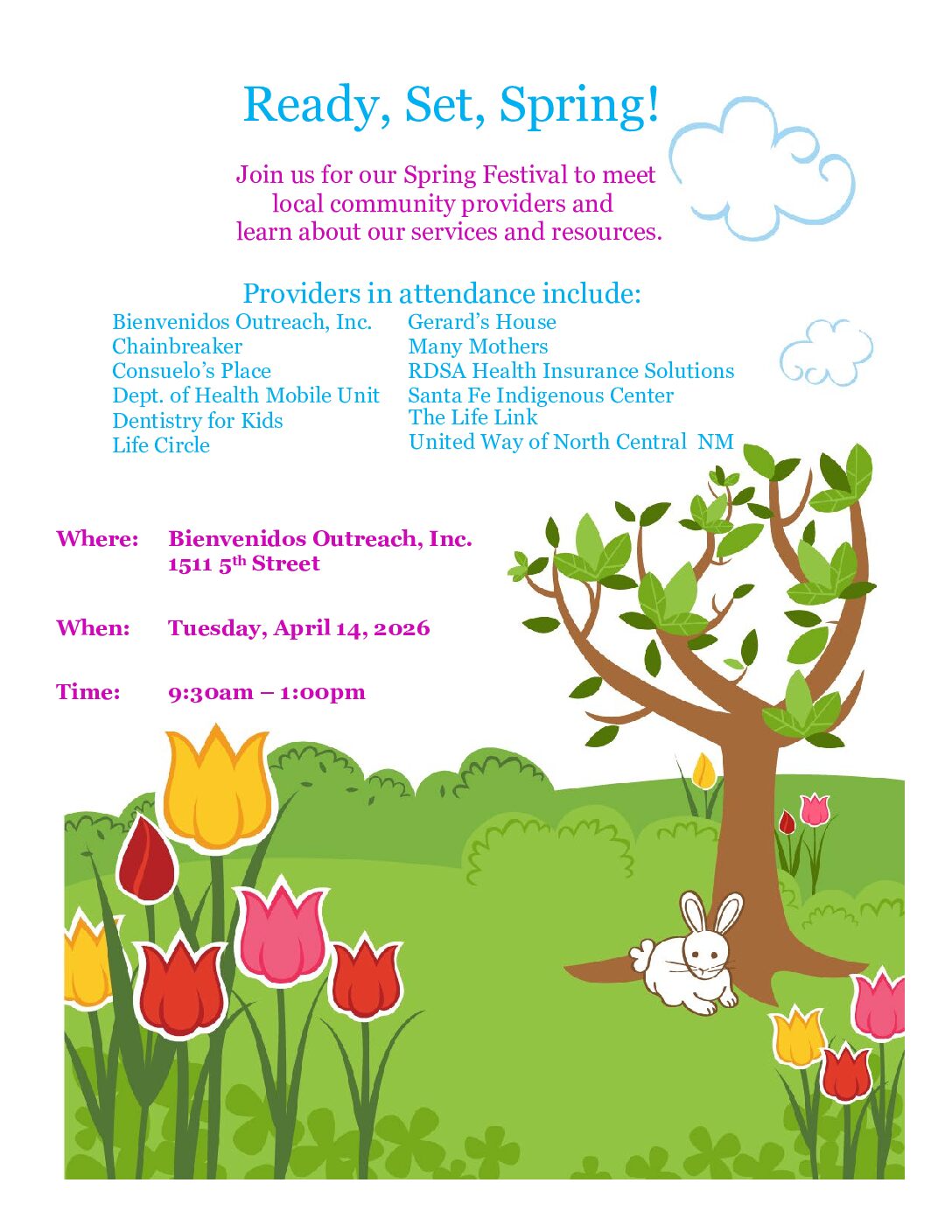 Attend Spring Festival on Tuesday April 14th with Community Providers